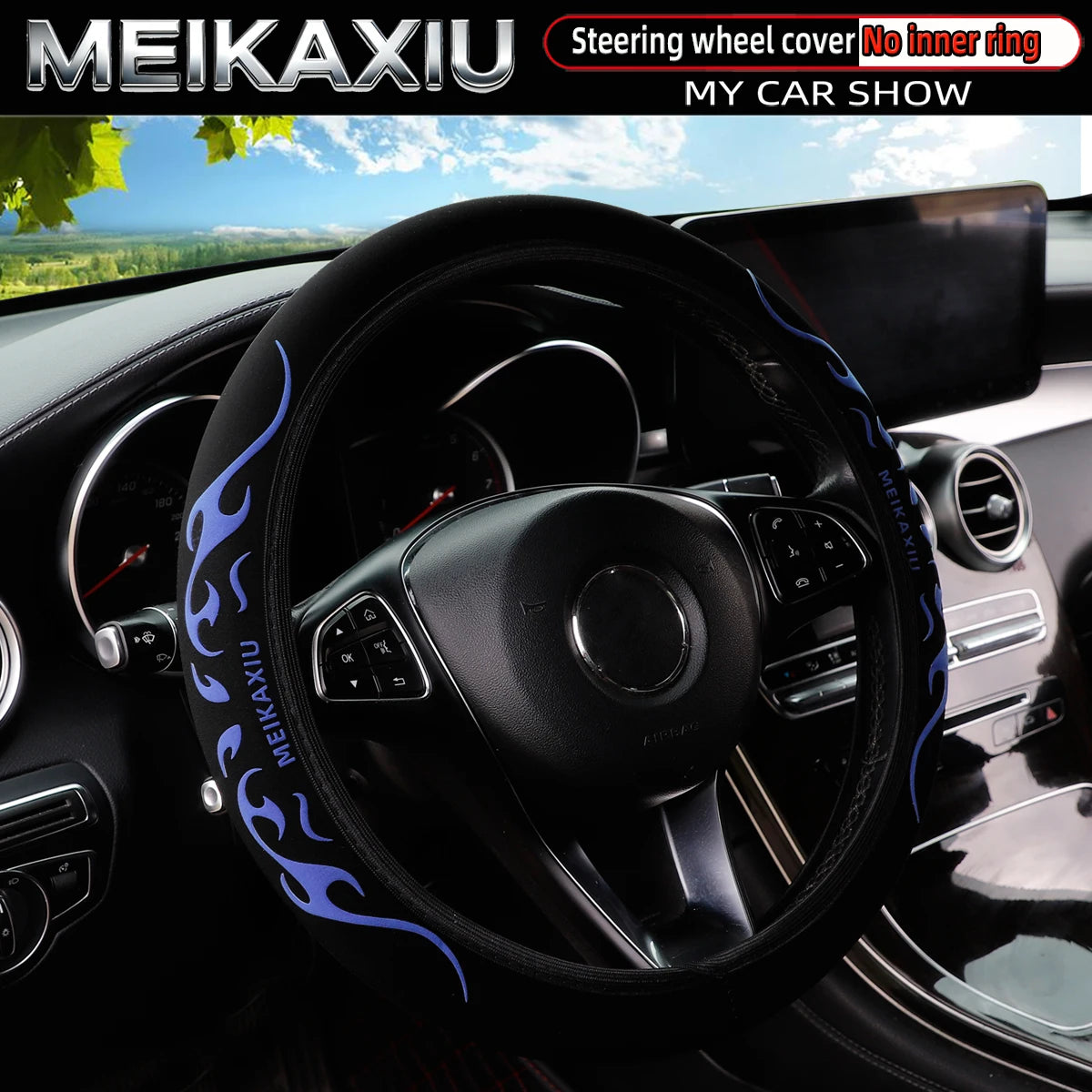MEIKAXIU 3D Flame Totem Puff Pastry Dynamic Pattern Car Without Inner Ring Steering Wheel Cover Car Decoration Interior Supplies