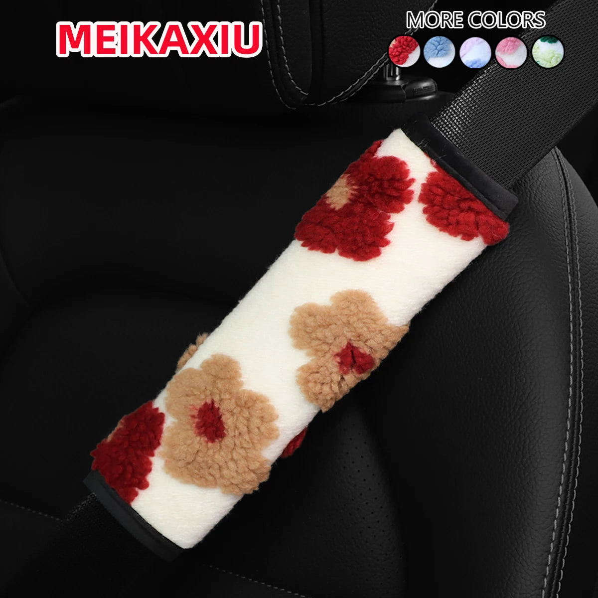 1 plush flower winter warm comfort anti-freeze car steering wheel cover without inner ring fits 15 inch car interior supplies